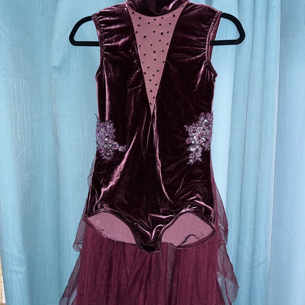weissman elite burgundy velvet lyrical costume